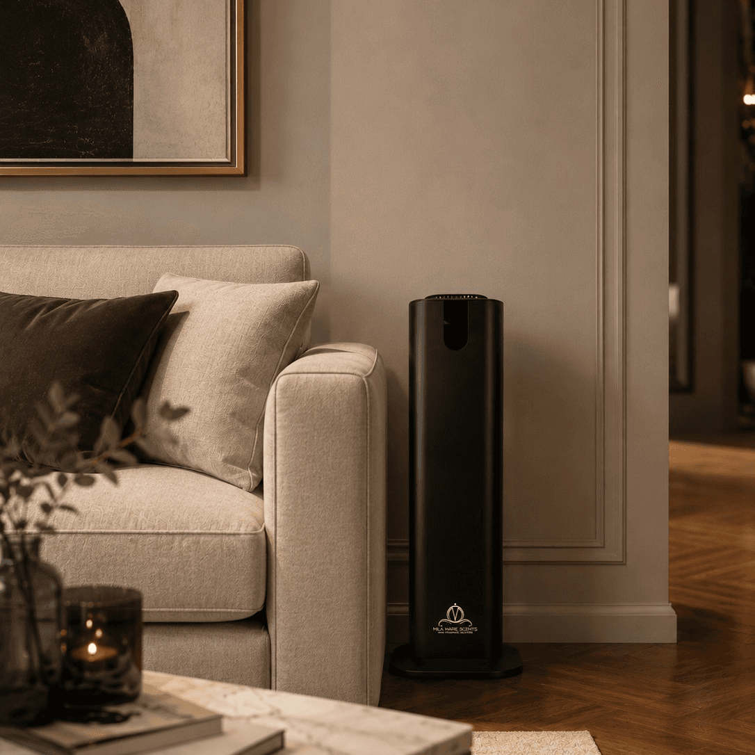 The atmosphere of a boutique hotel lobby, in your own home.